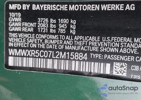 2020 Mini Hardtop Cooper S из США, поврежденный, VIN WMWXR5C07L2M15884